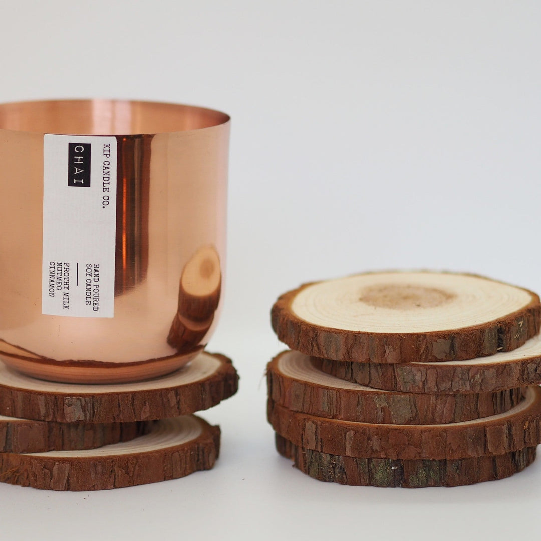 Large Natural Wood Coasters - Kip Candle Co