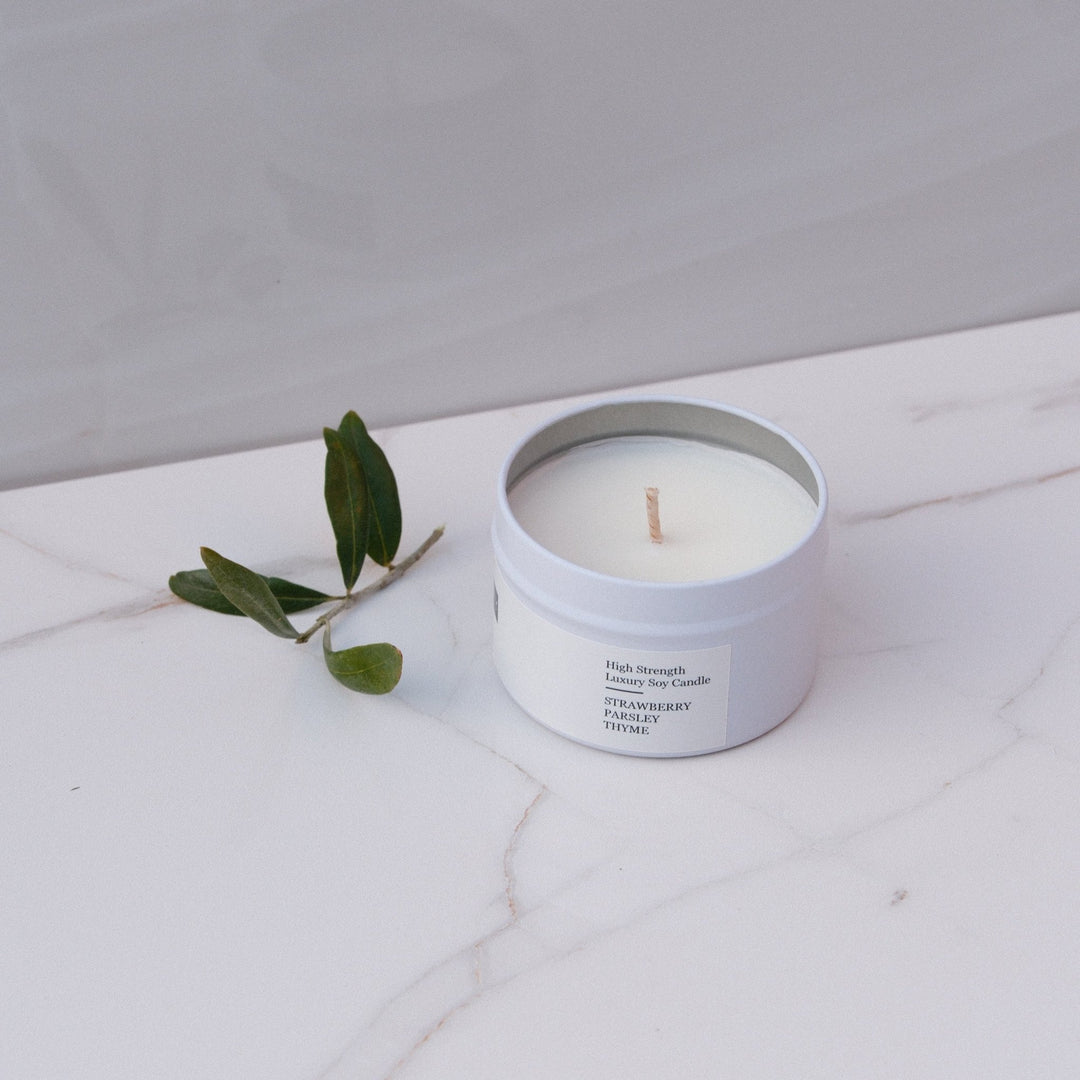 Strawberry Parsley Travel Candle - Wild Strawberry, Parsley & Thyme - Kip Candle Co