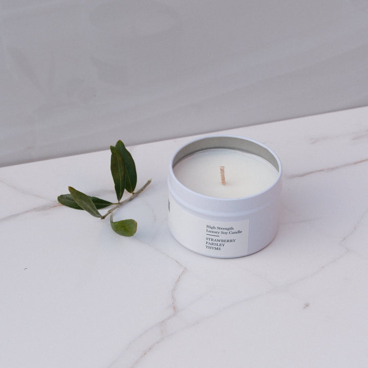Strawberry Parsley Travel Candle - Wild Strawberry, Parsley & Thyme - Kip Candle Co